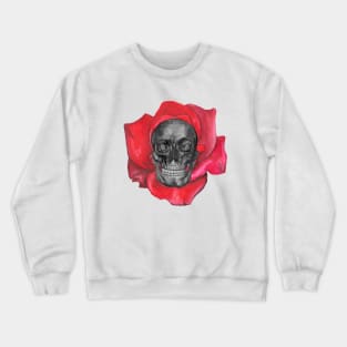 Human skull with rose Crewneck Sweatshirt